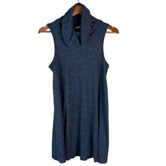 BDG Urban Outfitters Ribbed Speckled Cowl Neck Sleeveless Dress Navy Blue Size S - Picture 11 of 11